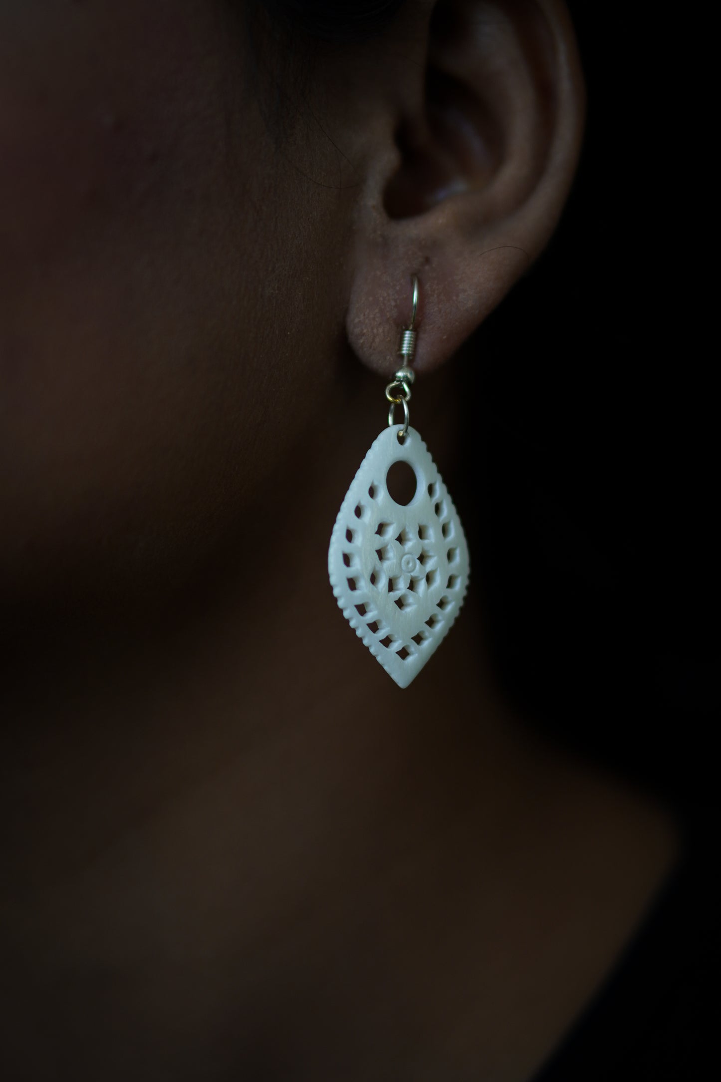 Ethereal Essence: Handcrafted Bone Carved Earrings