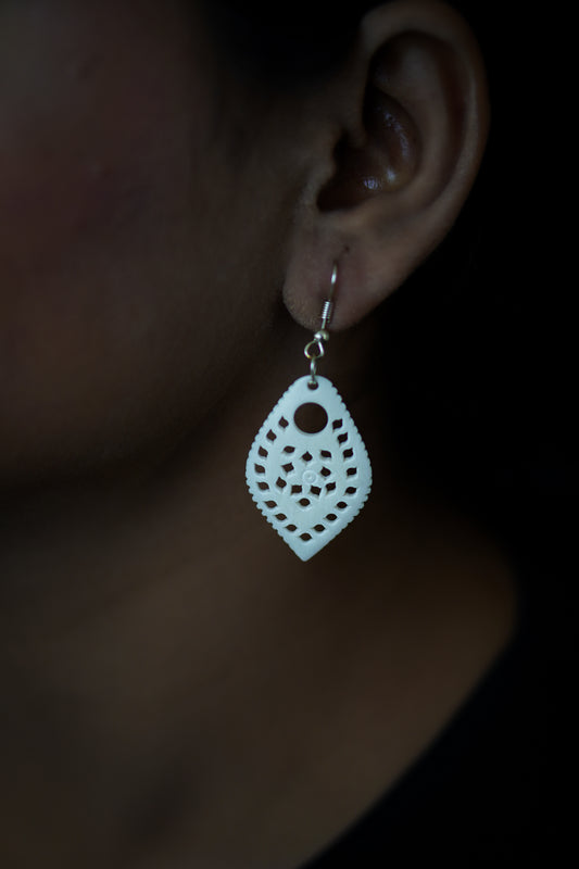 Ethereal Essence: Handcrafted Bone Carved Earrings