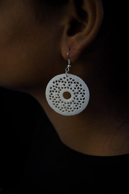 Cultural Reverence: Handcrafted Bone Symbol Earrings