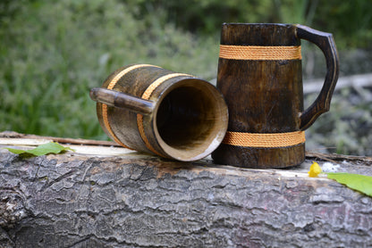 Viking Beer Mug Wooden - 100% Handcrafted Beer Wooden Tankard | Free Personalization Engraving