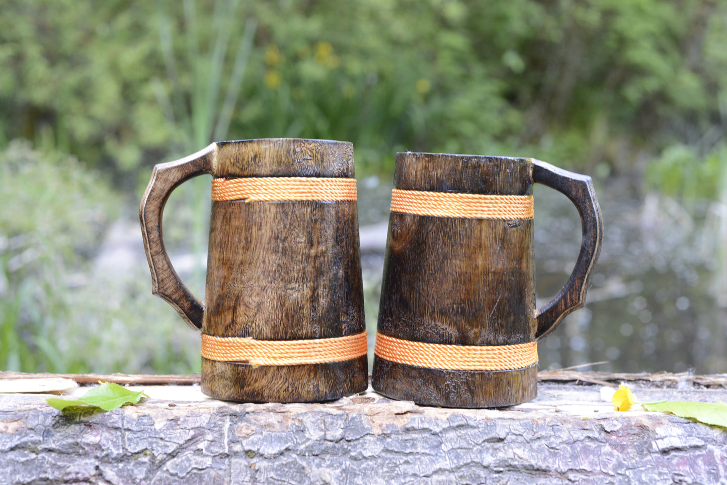 The Wooden Viking Tankard | Vibrant Orange Hue