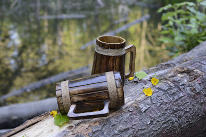 Viking Beer Mug Wooden - 100% Handcrafted Beer Wooden Tankard | Free Personalization Engraving