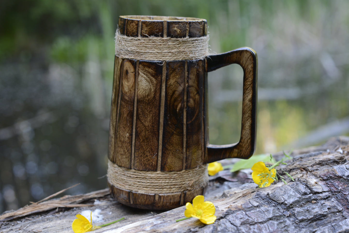 Viking Beer Mug Wooden - 100% Handcrafted Beer Wooden Tankard | Free Personalization Engraving