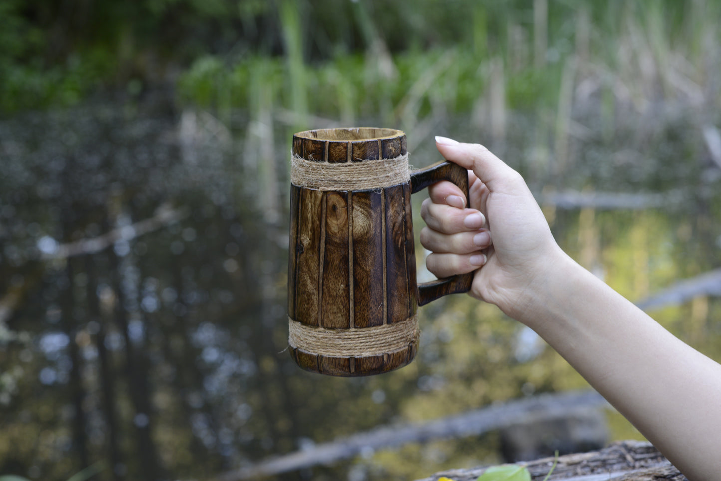 Viking Beer Mug Wooden - 100% Handcrafted Beer Wooden Tankard | Free Personalization Engraving