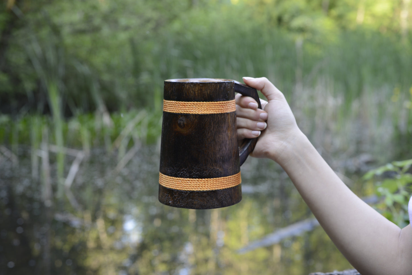 Viking Beer Mug Wooden - 100% Handcrafted Beer Wooden Tankard | Free Personalization Engraving