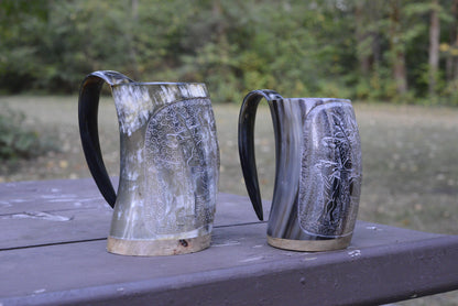 The Horn Viking Tankard | White Black Accents