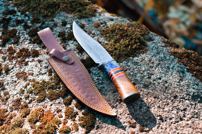 Exquisite Damascus Steel Camping Knife | OnlyViking