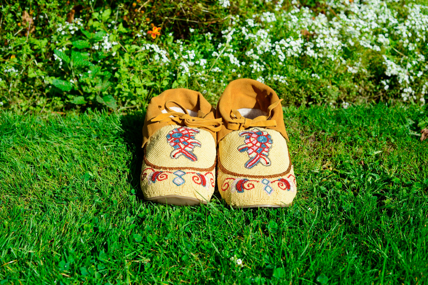 Turtle Beaded Design Moccasins