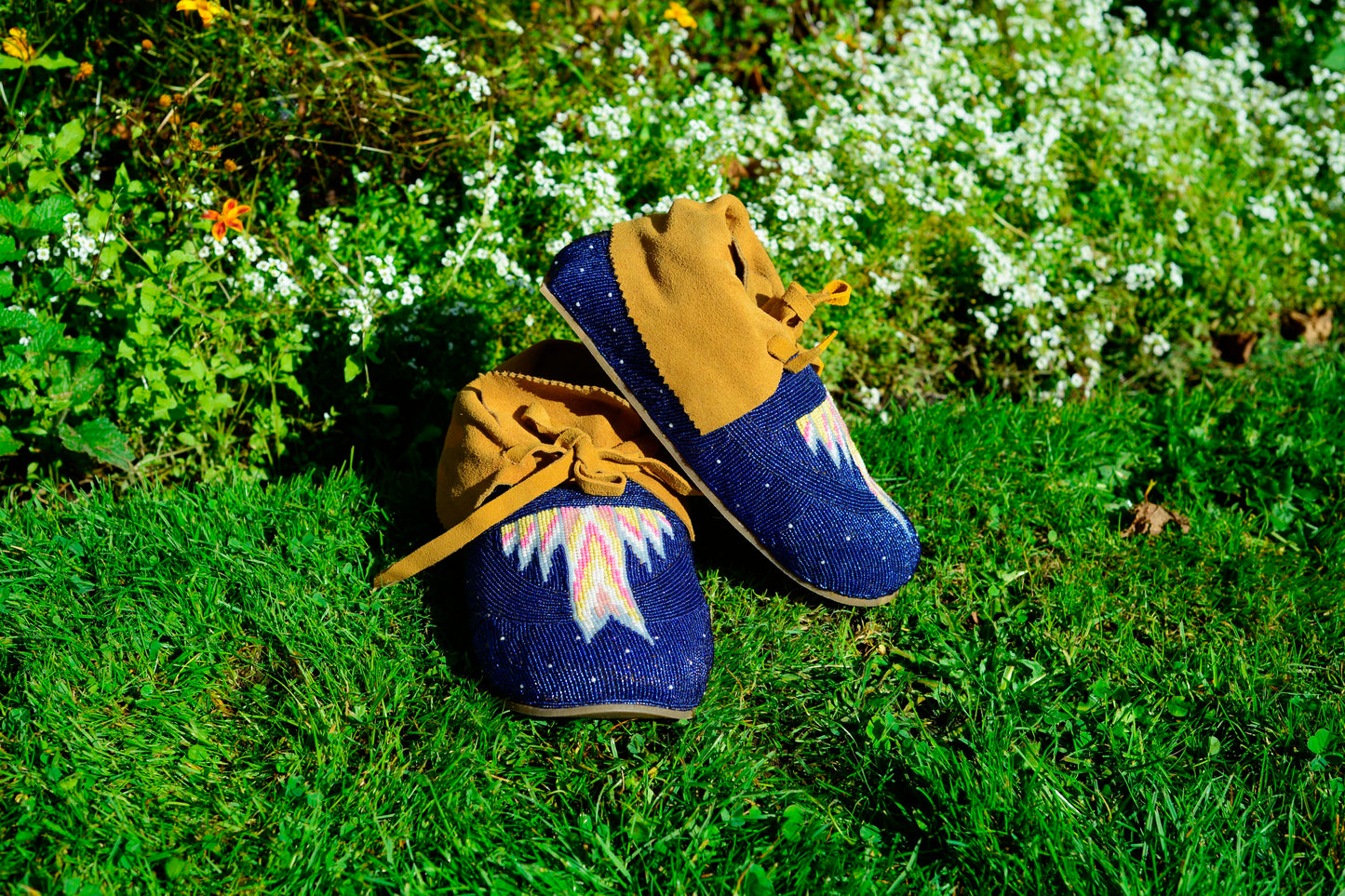 Moccasins Outdoor Indoor Full Beaded Leather Beaded Moccasins