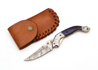 Innovative Folding Knife: Blue and Silver Accents