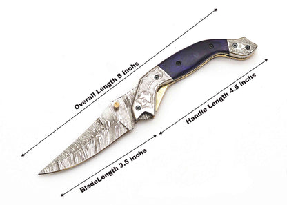 Innovative Folding Knife: Blue and Silver Accents