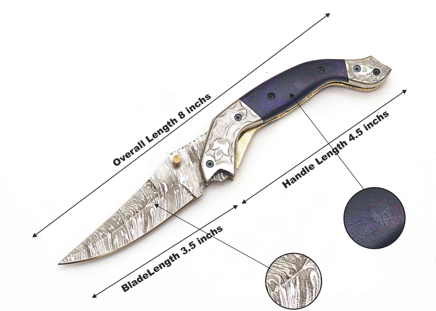 Innovative Folding Knife: Blue and Silver Accents