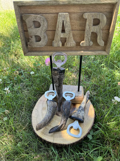 Rustic Ram Horn Handle Bottle Opener - Unique Handcrafted Kitchen Tool and Gift Housewarming Gift