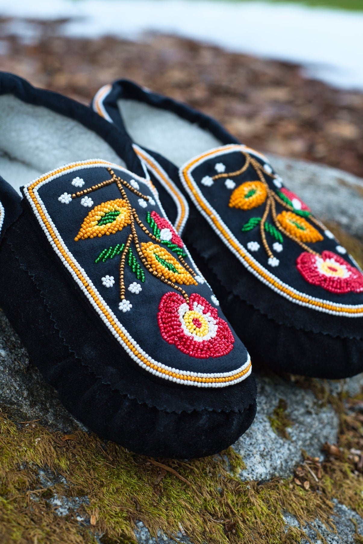 Moccasins Handmade beaded moccasins with Intricate bead-work | Genuine Leather